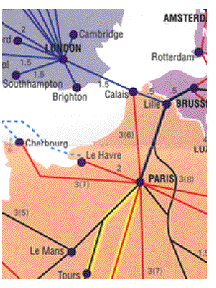 Inset rail map- France and England